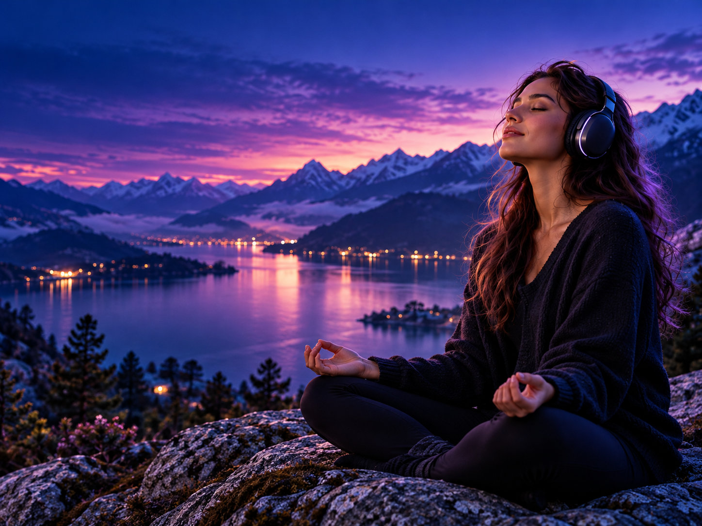 Person taking a quiet moment by a lake